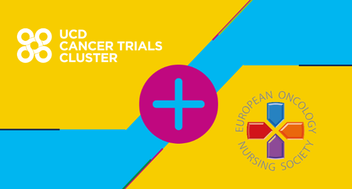 Logos of UCD Cancer Cluster and EONS connected with a plus symbol